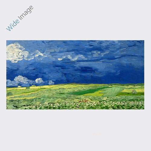 Vincent Van Gogh (흐린 하늘을 배경으로 한 밀밭) - 와이드