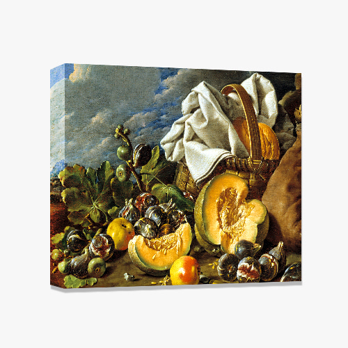 Luis Egidio Melendez, 멜렌데스 (멜론, 무화과, 사과 와인과 바구니가 있는 정물)