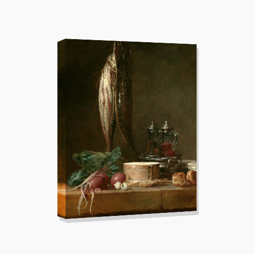 Jean Baptiste Siméon Chardin, 샤르댕 (테이블 위에 생선과 야채, 치즈, 양념통 도기가 있는 정물)