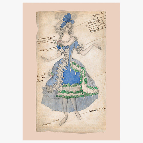 Leon Bakst, 레옹 박스트 (Costume Design for a Female Courtier, likely for the Ballet &#039;La Belle au Bois Dormant&#039;  )